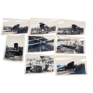 Lot of 8 Vtg Train Derailment Wreck Crash Monochrome Original Photography